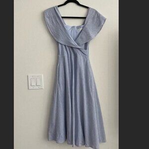 Just Me Sky Blue and White Strip Flowy Maxi Dress